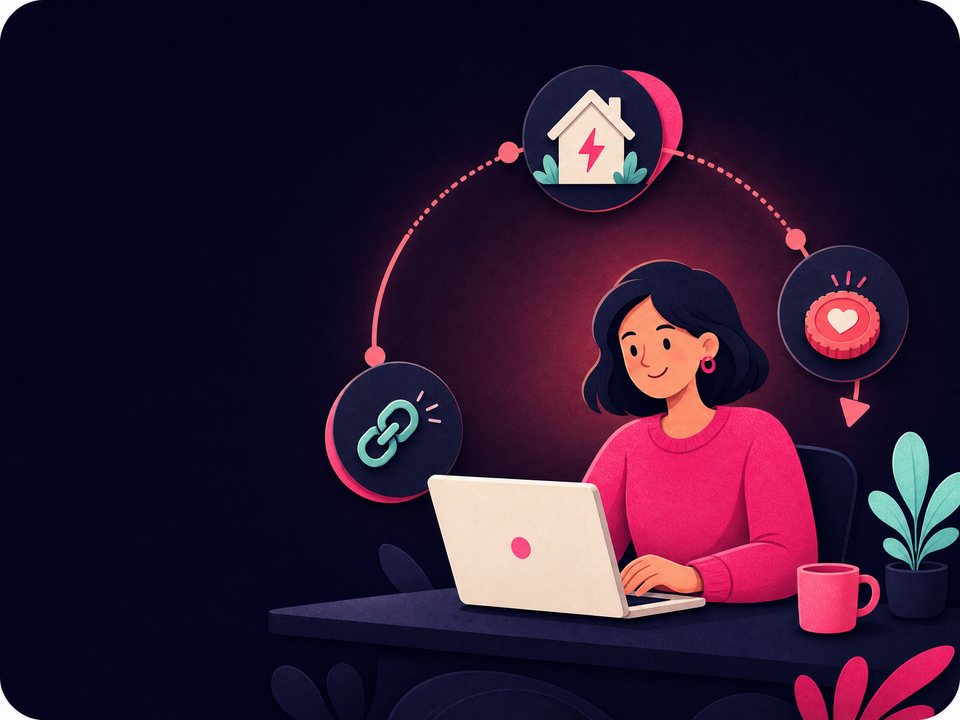 Illustration of a person completing an energy referral journey